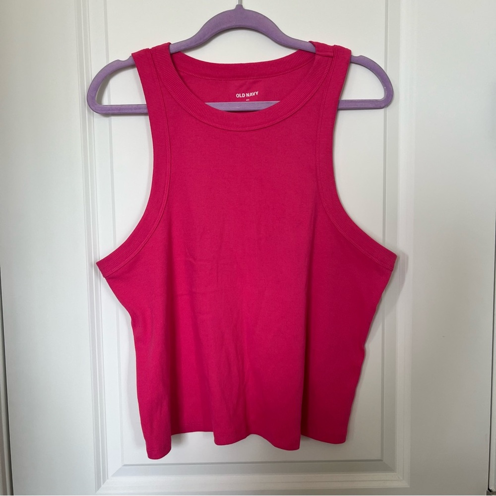 Old Navy Women's Bright Fuchsia Ribbed Tank Top
